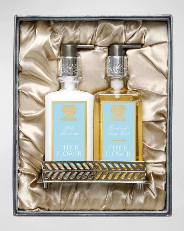 Elder Flower Bath and Body Set with Nickel Tray